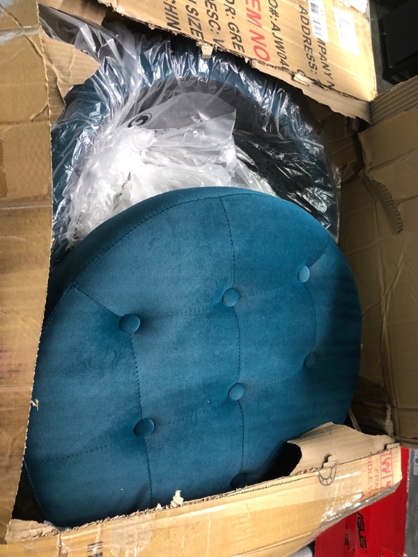 Photo 1 of Container Furniture Royal High-Back Velvet Accent Chair for Vanity with Storage and Luxurious Upholstery, Retro Design and Versatile Usage for Livingroom, Bedroom, Lounge and Office, Greenish Blue