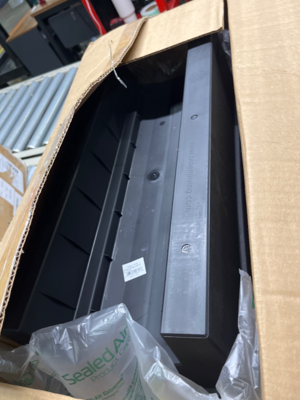 Photo 1 of Bloem Finley Deck Rail Rectangle Planter: 24" - Black - Matte Finish, Fits Rail Sizes 3"-6", 100% Recycled Plastic Box, for Indoor and Outdoor Use, Gardening, 7.5 Gallon Capacity