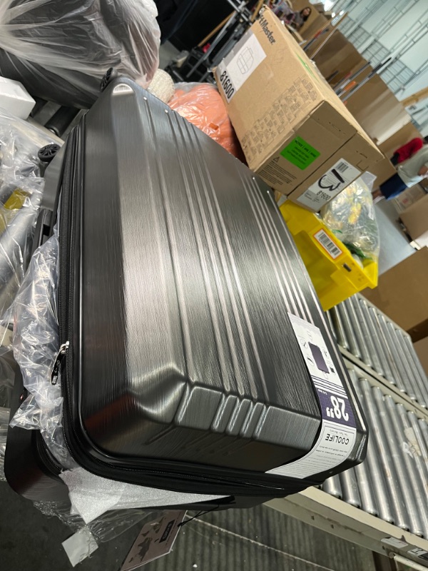 Photo 1 of Coolife Luggage Expandable Suitcase PC+ABS 3 Piece Set with TSA Lock Spinner 20in24in28in grey