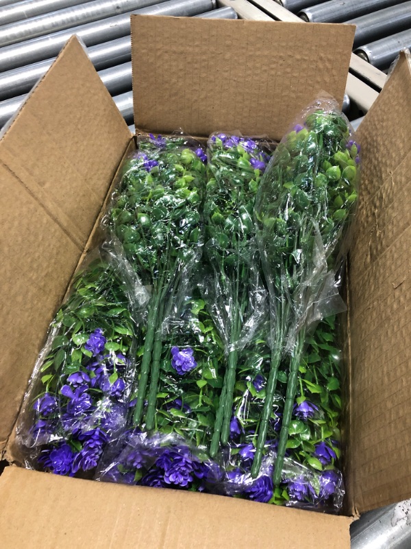 Photo 3 of BLEUM CADE Artificial Flowers for Outdoors, 12 Bundles Artificial Plants & Flowers Outdoor, UV Resistant Faux Flowers Outdoor Fake Flowers for Outside Porch Window Box Decoration(Purple) Purple 12 Pack