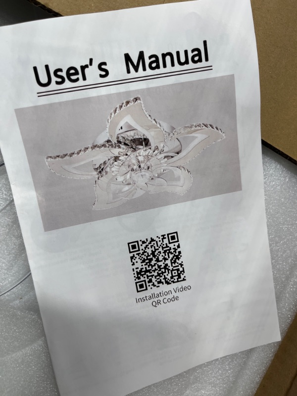 Photo 1 of 26.8 Inch Crystal Flower Ceiling Fan with Lights Remote Control, Silent 6 Speed 3 Color Dimmable Lamp with Invisible Blades for Indoor Bedroom Living Room Home Decoration