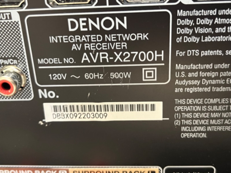 Photo 4 of DENON
INTEGRATED NETWORK AV RECEIVER AVR-X2700H