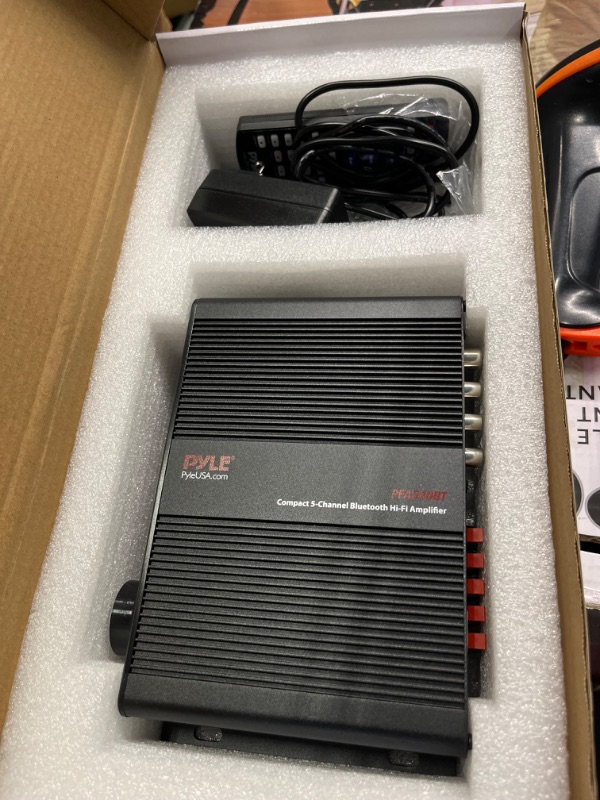 Photo 1 of Pyle 100W 5 Channel Audio Amplifier - Wireless Bluetooth Home Theater Power Stereo Receiver with Surround Sound w/HDMI, AUX, FM Antenna, Subwoofer Speaker Input, 12V Adapter