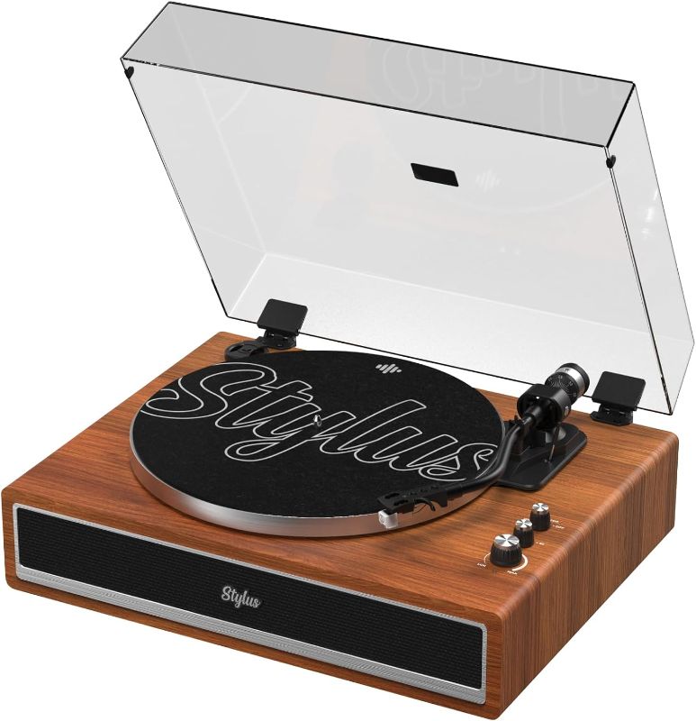 Photo 1 of i-box Stylus, Record Player, Vinyl Record Player with Bluetooth, Turntable with Built in 10W Stereo Speakers, Premium Amplifier Dials, Wooden Veneer (Walnut)