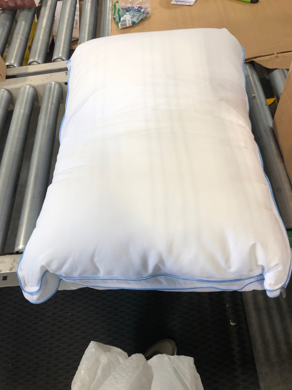Photo 1 of 100% Goose Down Pillows Neck Pillows for Sleeping Bed Pillows 100% Cotton Shell with 100% Goose Down 48x74cm,1 Pcs Bed Pillows (Color : Blue Edge 1 Pcs, Size : (19x29inch))