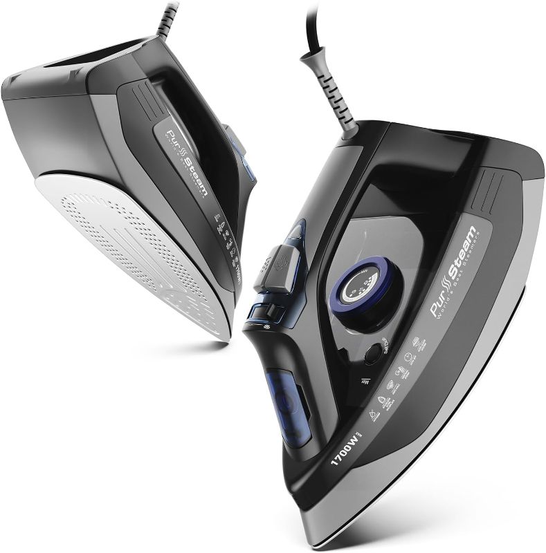Photo 1 of PurSteam Steam Iron for Clothes 1700W with Self-Cleaning Nonstick Stainless Steel Soleplate, Auto Shutoff, Anti-Drip
