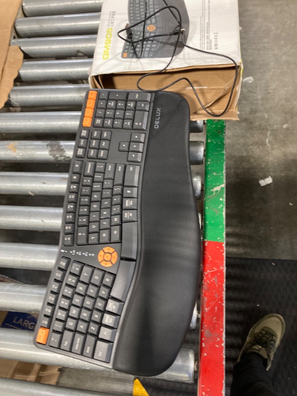 Photo 2 of DeLUX Wireless Ergonomic Keyboard - Ergo Split Keyboard with Palm Rest for Natural Typing, 2.4G and Bluetooth, Full-Size, US Layout - Compatible with Windows and Mac OS (GM905, Graphite)
