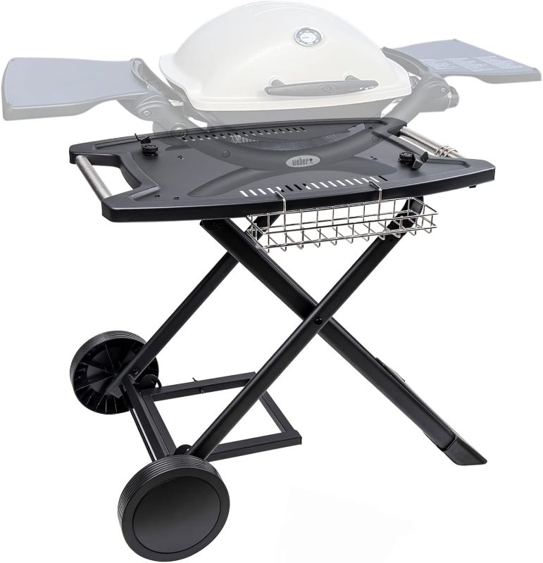 Photo 1 of ***MISSING PARTS****
Broil-X Portable Grill Cart for Weber Q Series Gas Grills, Portable Grill Stand for Weber Q1200, Q1000, Q2200, Q2000, Q2400, Folding Grill Cart for Outdoor BBQ, Griddle Stand Shelf, Black