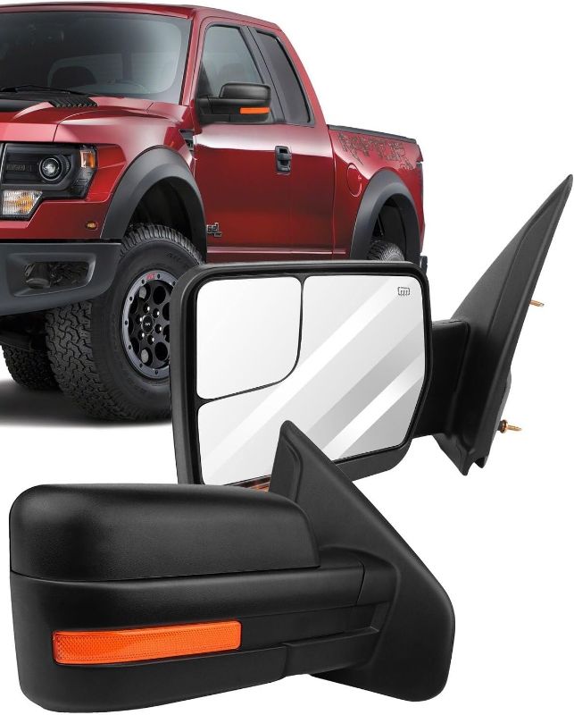 Photo 1 of **PLEASE READ NOTES BEFORE PURCHASE**
ECCPP Towing Mirrors Replacement fit for 2004-2014 for Ford for F150 Truck Rear View Mirrors with Manual Folding Turn Signal Lights Power Heated Back Reflector
