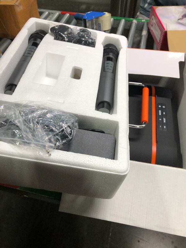 Photo 1 of BIGASUO Karaoke Machine with Rich Deep Bass Explosive Flashing Lights for Adults Portable Bluetooth Singing PA Speaker System with 2 UHF Wireless Microphones for Home Party Wedding Outdoor KA216