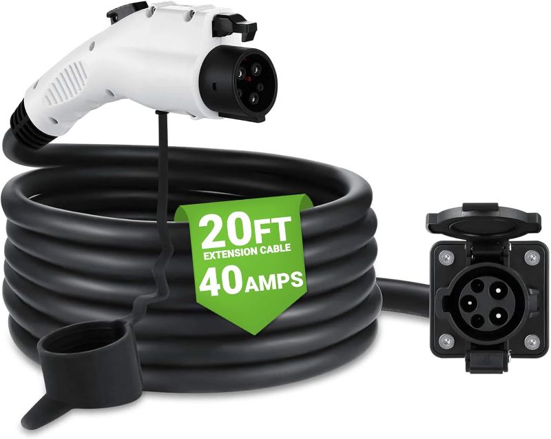 Photo 1 of AEFA EV Charger J1772 Extension Cable – 20FT Length, Up to 40 Amps, Durable Build, Waterproof, Universal Compatibility, Level 1 & 2 Charging, Ideal for US Electric Cars with J1772 Type 1 Connector