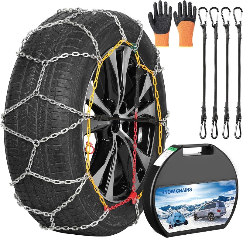 Photo 1 of 2 Packs Tire Chains Car Anti Slip Snow Chains for SUV/Truck/Car in Snow, Sand, Mud and Ice (KN130)
