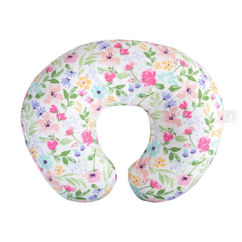 Photo 1 of Boppy Nursing Pillow Original Support, Colorful Watercolor Flowers, Ergonomic Nursing Essentials for Bottle and Breastfeeding, Firm Fiber Fill, with Removable Nursing Pillow Cover, Machine Washable