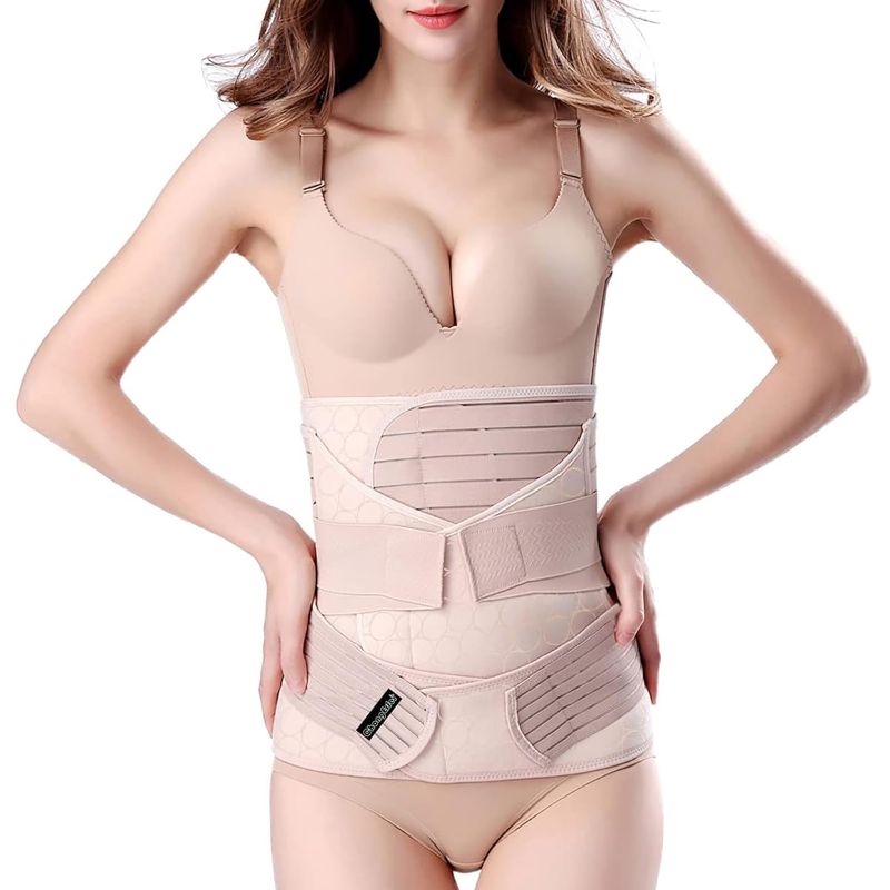 Photo 1 of hongErfei 3 in 1 Postpartum Support - Recovery Belly/waist/pelvis Belt Shapewear Slimming Girdle, Beige, L/One Size For Posture Correction