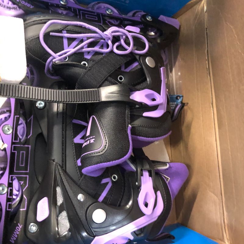 Photo 1 of 2PM SPORTS Girls Adjustable Inline Skates, Fun Roller for Kids, Beginner Illuminating Wheels Skates for Boys, Men and Ladies Purple & Black Medium - Big Kid