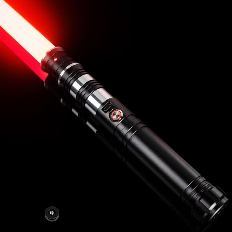 Photo 1 of CUSTOM SABER RGB Light Saber 12 Colors Changing,4 Sound Fonts/Metal Hilt, LED Toy Gift Light Saber for Adults, Support Heavy Dueling, Volume Adjustable Light Saber with Convertec Wheel-Black
