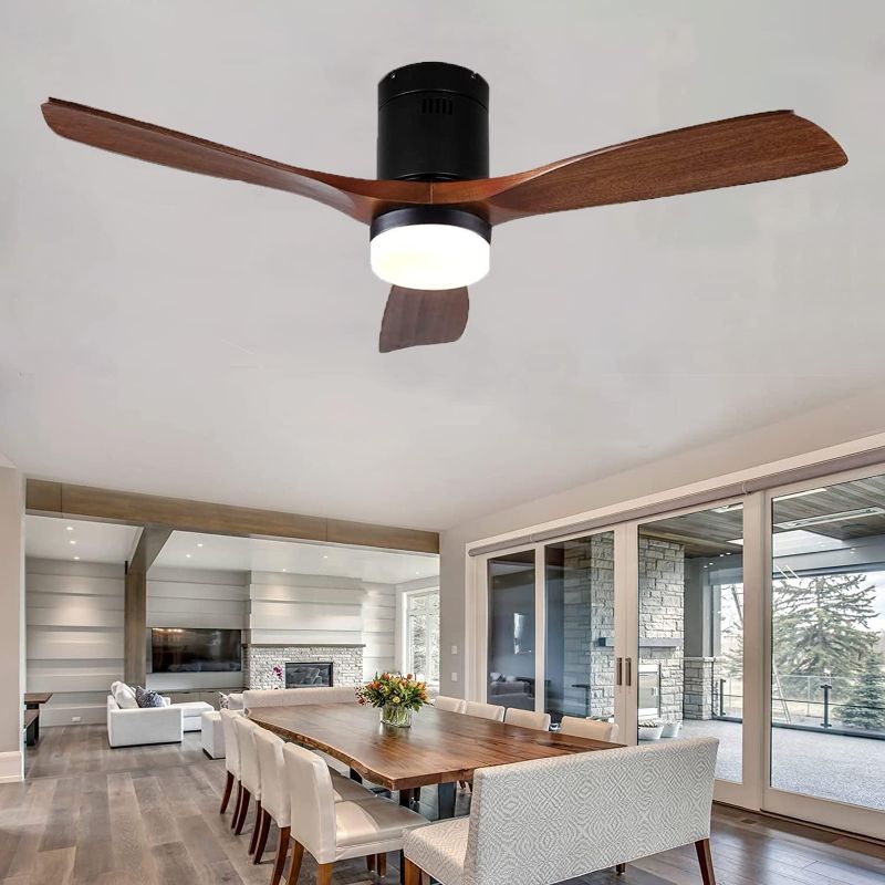 Photo 1 of ?? ???? Ceiling Fans with Lights and Remote Control,???? ??????? ??? with 3 Solid Wood Blades and Down-rods Reversible DC Motor for Bedroom/Living Room/Patio
