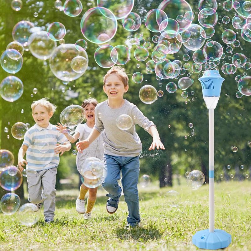 Photo 1 of AIERSA Bubble Machine Automatic,Height 47 Inches Vertical Bubble Machine for Parties, Outdoor Battery Bubble Maker with Lights,No Spill Bubble Blower...
