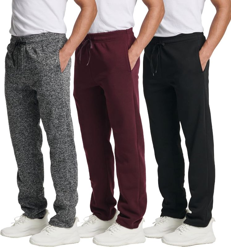 Photo 1 of Real Essentials 3 Pack: Men's Tech Fleece Open Bottom Cargo Sweatpants with Pockets (Available in Big & Tall)