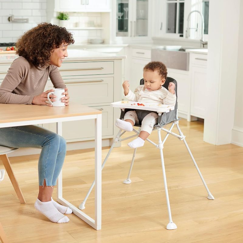 Photo 1 of egalo My High Chair Portable Travel Fold & Go Highchair, Indoor and Outdoor, Bonus Kit, Includes Tray with Cup Holder, Grey