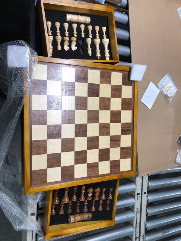 Photo 4 of Hathaway Prodigy Wood Chess & Checkers Set Walnut
