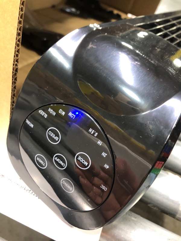 Photo 1 of ***MISSING REMOTE*** 

Uthfy Oscillating Tower Fan with Remote, Electric Standing Tower Fan Floor Fan for Bedroom Indoor Office and Home Use,Quiet Cooling Portable Bladeless Tower Fans, 30 inchs, Black Tower Fan