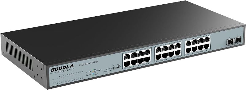 Photo 1 of 24 Port 2.5Gb Umanaged Switch,24X2.5G Base-T Ports,2X10G SFP, 160Gbps Switching Capacity,Port Isolation,/IU Rack-Mount/Fanless/Plug & Play Multi-Gig Unmanaged Ethernet Switch
