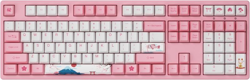 Photo 1 of Akko World Tour Tokyo 108-Key R1 Wired Pink Mechanical Gaming Keyboard, Programmable with OEM Profiled PBT Dye-Sub Keycaps and N-Key Rollover, Mac/Win Compatible (Akko Cream Yellow Switch)
