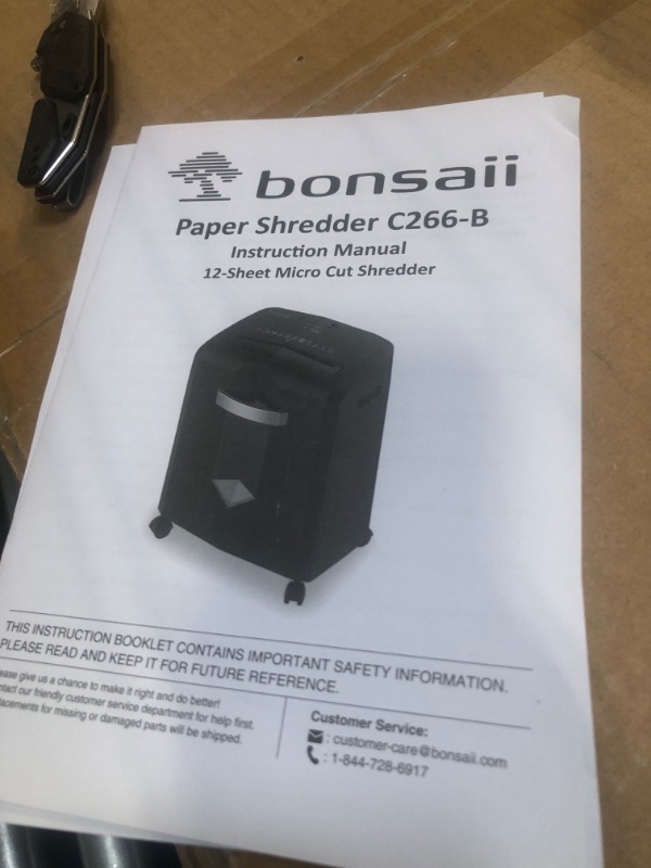 Photo 1 of Bonsaii 12-Sheet Micro Cut Shredders for Home Office, 60 Minute P-4 Security Level Paper Shredder for CD, Credit Card, Mails, Staple, Clip, with Jam-Proof System & 4.2 Gal Pullout Bin C266-B 1 2 Sheet-60Mins(New)