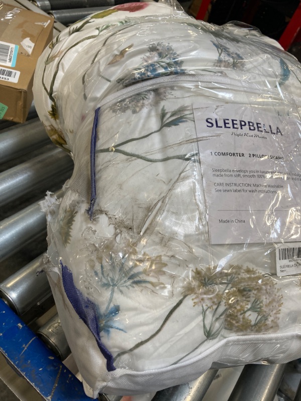 Photo 1 of SLEEPBELLA Queen Size Comforter Set White and Yellow Floral Pattern 600 Thread Count Cotton Fabric