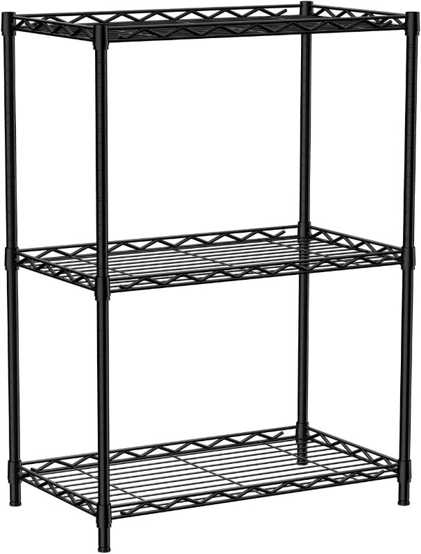 Photo 1 of 3-Tier Wire Shelving Rack and Storage, Height Adjustable Shelves for Storage Metal Wire Shelving Rack for Bedroom Garage Kitchen Pantry Closet Laundry Max Load 400LBS (23.5W x 13.5D x 35.5H inch)
