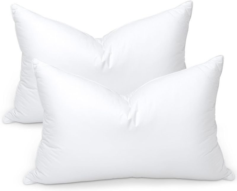 Photo 1 of **COTTON STUFFING NOT GOOSE** Zibroges ZB-DP01  Bed Sleeping, Hotel Down Pillows King Size, White Soft Cotton Cover, Fluffy Support Surround Fill Polyester for Back Side Stomach Sleeper 2 Count