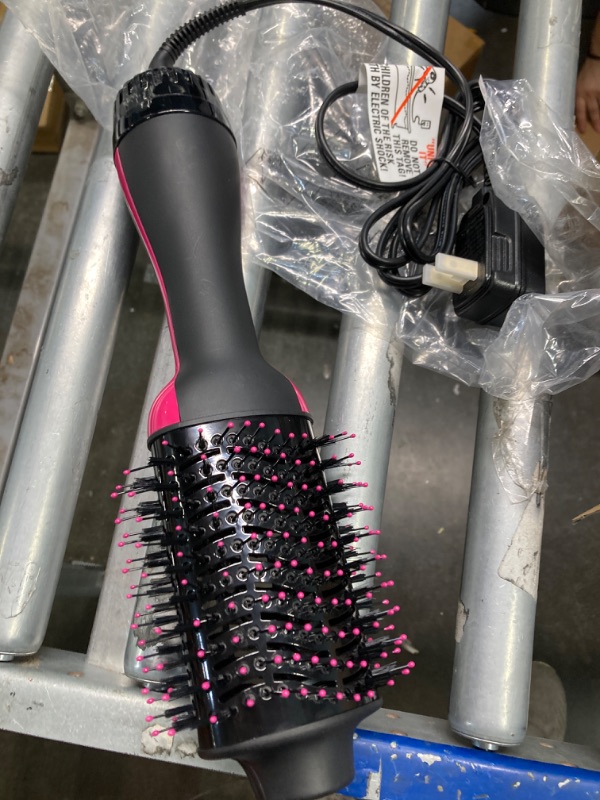 Photo 1 of Hair Dryer and Blow Dryer Brush in One, 4 in 1 Hair Dryer and Styler Volumizer with Negative Ion Anti-frizz Ceramic Titanium Barrel Hot Air Straightener Brush 75MM Oval Shape, Black/Pink