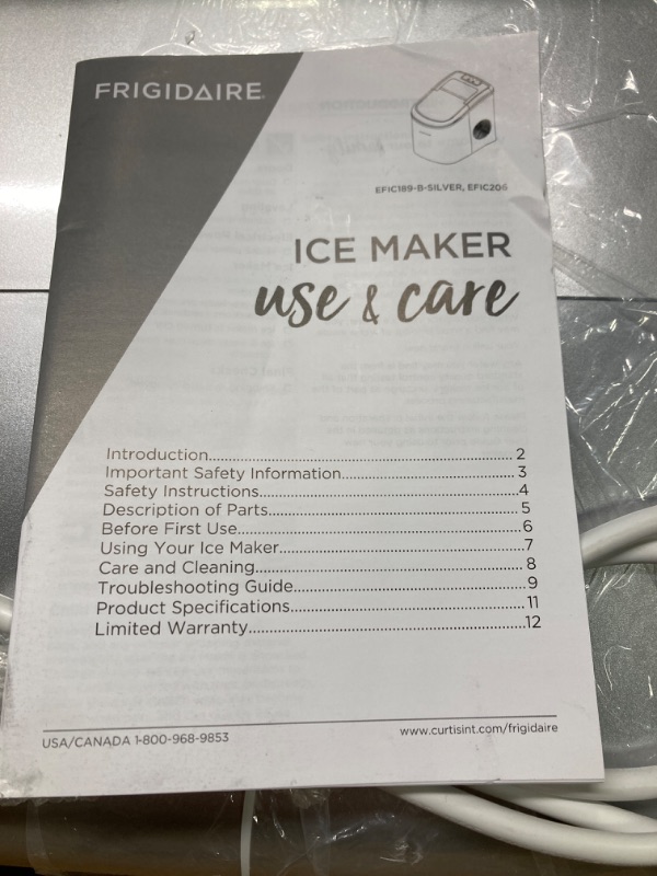 Photo 4 of **FOR PARTS**FRIGIDAIRE EFIC189-Silver Compact Ice Maker, 26 lb per Day, Silver (Packaging May Vary) Silver Ice Maker