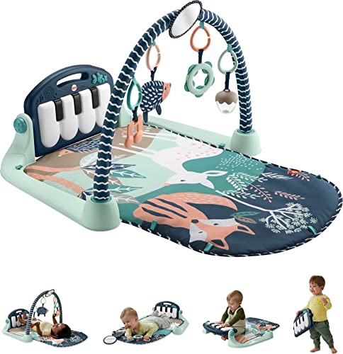 Photo 1 of Fisher-Price Baby Playmat Kick & Play Piano Gym with Musical and Sensory Toys for Newborn to Toddler, Navy Fawn
