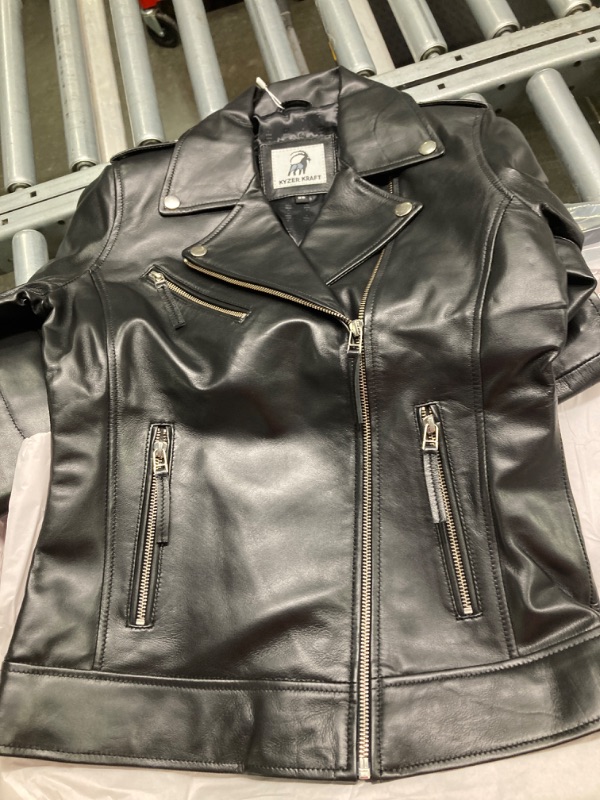 Photo 3 of KYZER KRAFT Womens Leather Jacket Bomber Motorcycle Biker Real Lambskin Leather Jacket for Womens
