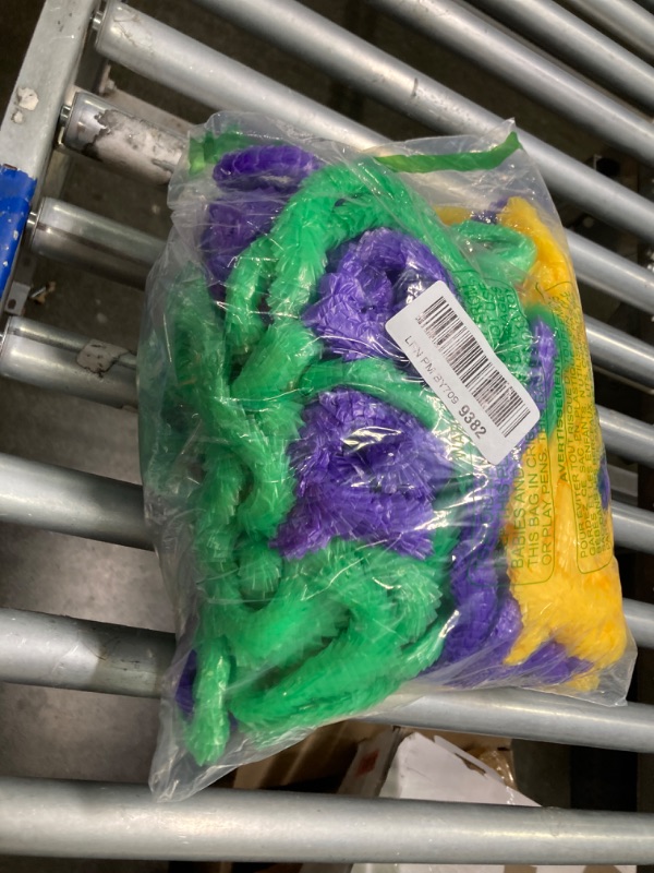 Photo 1 of 48 Pcs Mardi Gras Necklaces Plastic Lei Assortment Purple Green Gold Mardi Gras Flower Necklaces Fun Vibrant Lei for Luau Lei Party, Mardi Gras Parade, Carnival Party Favor