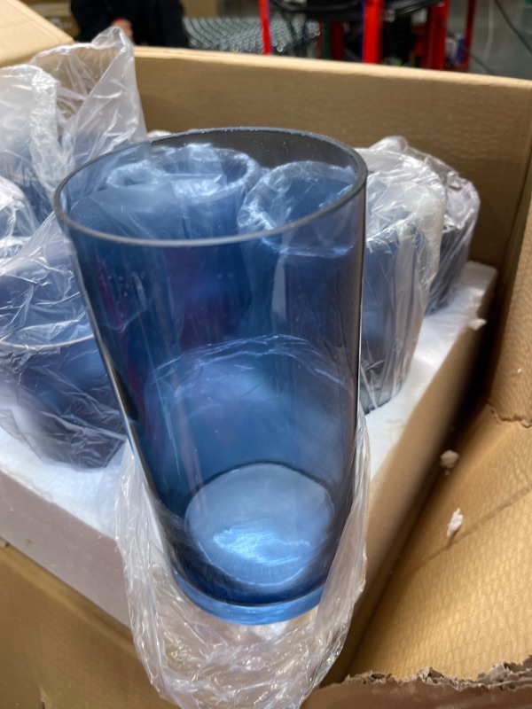 Photo 3 of Set of 12 Blue Glass Cylinder Vases 6, 8, 10 in Tall Multi Use Glass Candle Holders Hurricane Vases Tall Glass Pillar Flower Vases for Floating Candle Pillar Candle Wedding Table Centerpiece Decor