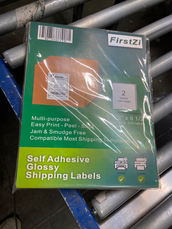 Photo 3 of FirstZi 200 Count Half Sheet Self Adhesive Glossy Printable Paper Shipping Label Sticker for Laser and Inkjet Printers - 5.5x8.5 Inches - 2 Labels per Page - 100 Sheets ***USED**** 