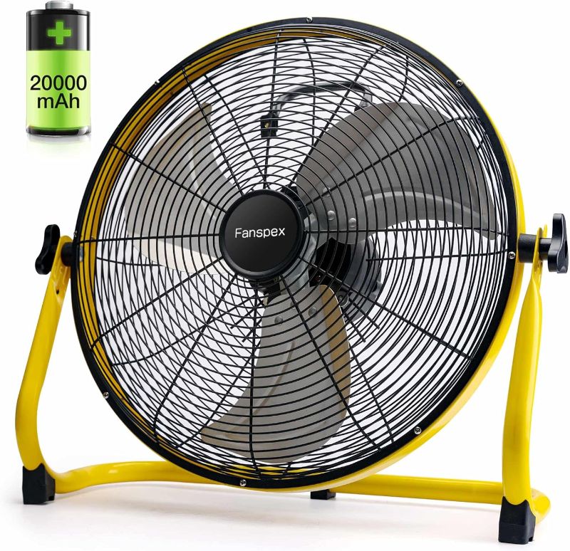 Photo 1 of 16'' Large Portable Battery Operated Floor Fan, 20000 mAh Cordless Rechargeable Floor Camping Fan for Outdoor, DC 24V, 45dB Low Noise, 4-32 Longer Running Time, 5.8 m/s Air-flow