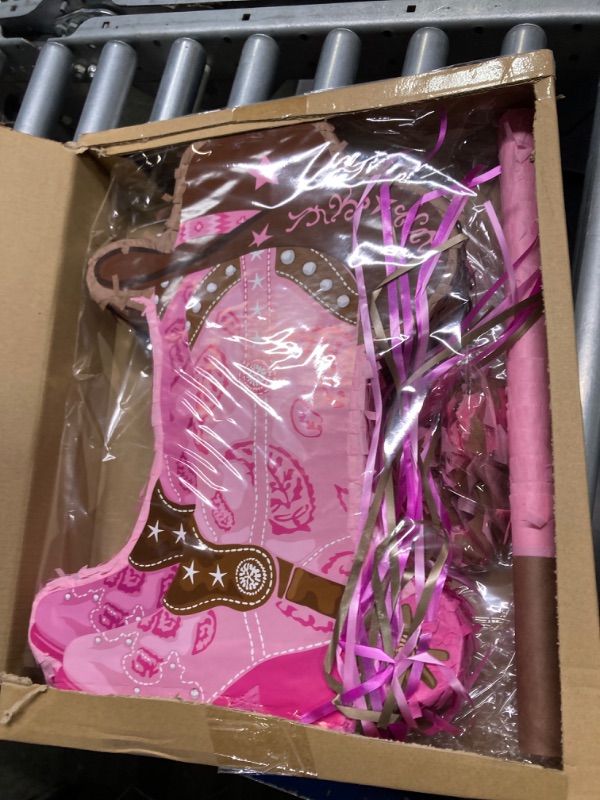 Photo 1 of Cowgirls Pinata Birthday Party Decors Western Cowboy party Favors with Blindfold Stick and Confetti for Photo Prop Candy Holder and Party Supplies Boot