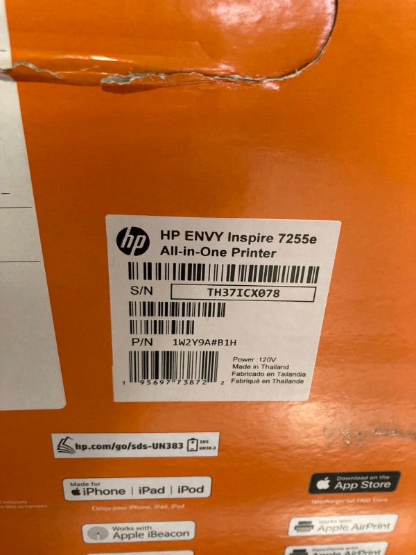 Photo 3 of **FOR PARTS**HP ENVY Inspire 7255e Wireless Color Inkjet Printer, Print, scan, copy, Easy setup, Mobile printing, Best for home, Instant Ink with HP