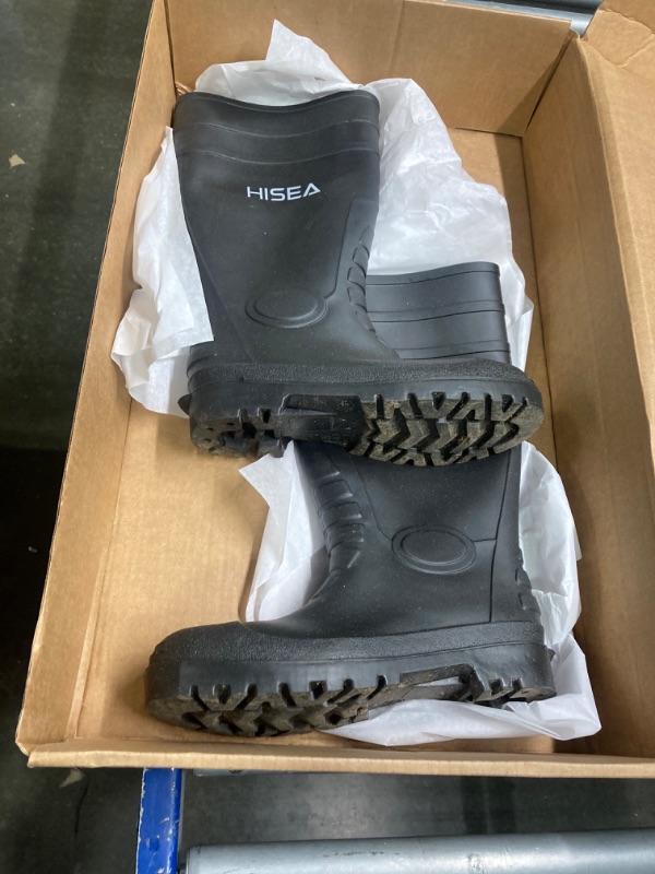 Photo 1 of HISEA Men's Steel Toe Rain Boots PVC Rubber Boots, Waterproof Garden Fishing Outdoor Work Boots, Durable Slip Resistant Knee Boots for Agriculture and Industrial Working