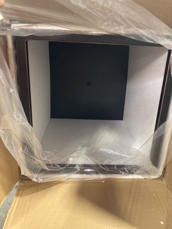 Photo 1 of Metallic Heavy Cube Planter Box, Large Square Planter for Trees, Tall Plants and Flowers 21”Lx21”Wx24”H 35Pounds Black with Hand Brushed Gold Rim 21”Lx21”Wx24”H Black-21"