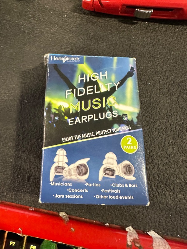 Photo 2 of 2 Pairs High Fidelity Concert Ear Plugs, Hearprotek Noise Reduction Music Earplugs, Hearing Protection for Musicians, Festival, DJ’s, Nightclub, Concerts, Drummers, Party, Motorcyclists (23db) Black