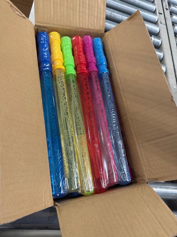 Photo 3 of 24PCS Bubble Wands for Party Favor, 15inches Bulk Bubble Wand for Kids, Bubble Maker for Birthday,Wedding, Party Favor, Goodie Bags, Carnival Prizes, Wedding, Summer Outdoor Toys, 6 Colors