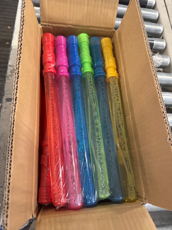 Photo 3 of 24PCS Bubble Wands for Party Favor, 15inches Bulk Bubble Wand for Kids, Bubble Maker for Birthday,Wedding, Party Favor, Goodie Bags, Carnival Prizes, Wedding, Summer Outdoor Toys, 6 Colors
