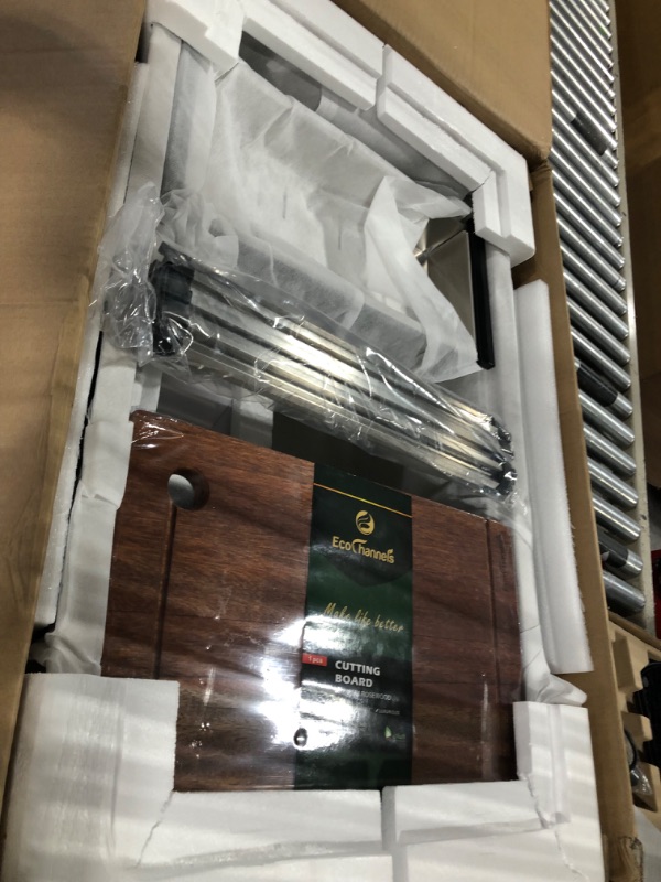 Photo 1 of EcoChannels Undermount Kitchen Sink, 30 x 19 Inch Sink Kitchen 16 Gauge Stainless Steel Kitchen Sinks Single Bowl Workstation Sink with Cutting Board 30" x 19" x 10" Stainless Steel