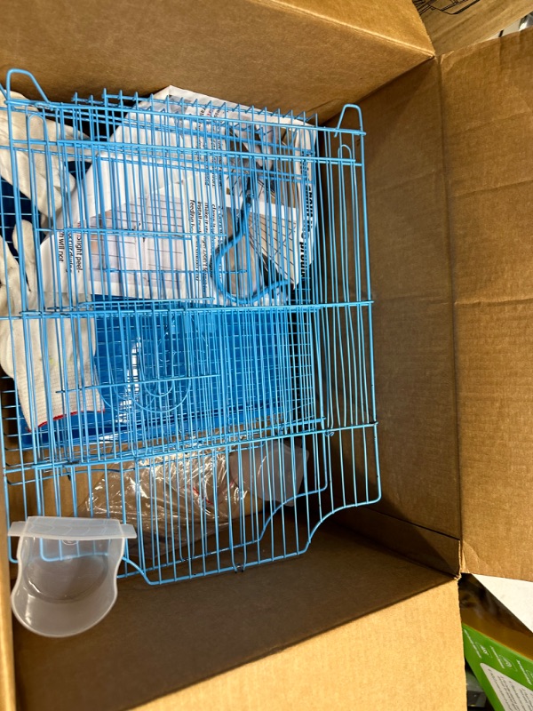 Photo 3 of PawHut 18.5" 5 Tier Hamster Cage with Tubes and Tunnels, Small Animal Cage, Rat Gerbil Cage with Water Bottle, Food Dish, Exercise Wheel, Blue