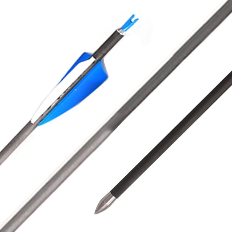 Photo 1 of 6/12/18/24pcs id4.2 Pure Carbon Arrow Shaft 20-32inch Spine250/300/350/400/450/500/550/600/650/700/750/800/850/900/1000 with 3inch Blue and White Arrow Page 29inch SP250-12pc